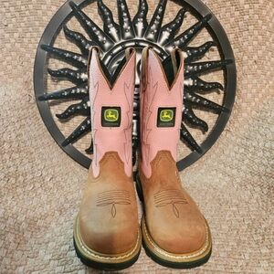 John Deere Pink and Brown Heeled Boots